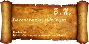 Bercsinszky Nónusz névjegykártya